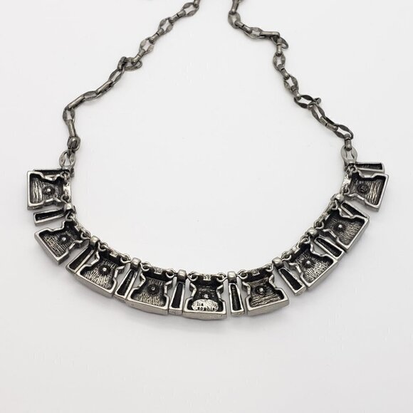 Lia Sophia * Pewter & Crystal Choker Necklace - Picture 3 of 6